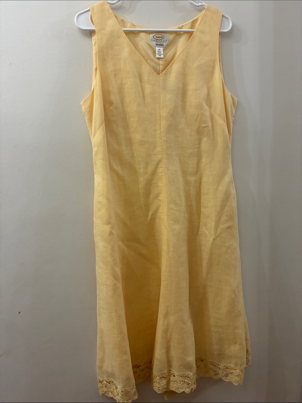 Talbots NWT Classic Yellow Sleeveless Irish Linen Dress - size 14P